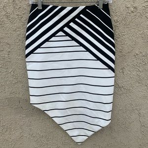 Bec & Bridge Asymmetric Striped Pencil Skirt